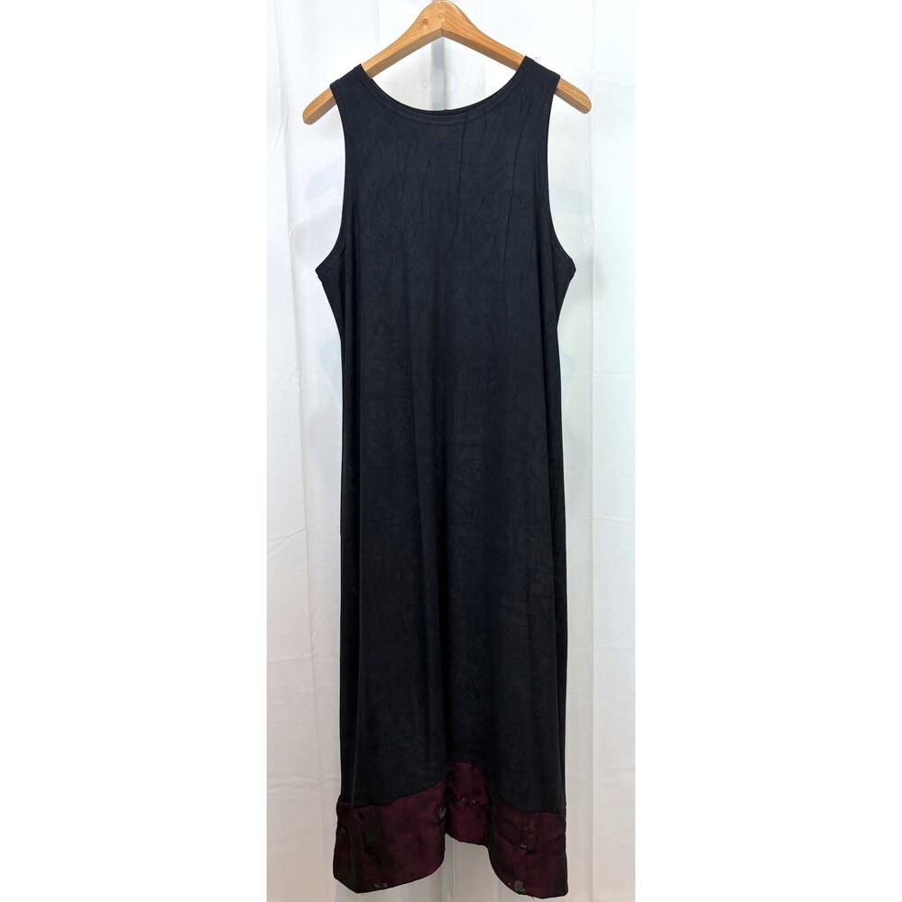 STALEY GRETZINGER  L Sleeveless Maxi Dress Embellished Hem Black Wine Red USA